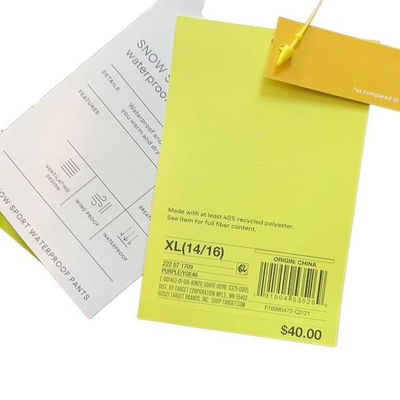 ALL in motion pink snow ski pants NWT size 14/16 - Picture 2 of 3